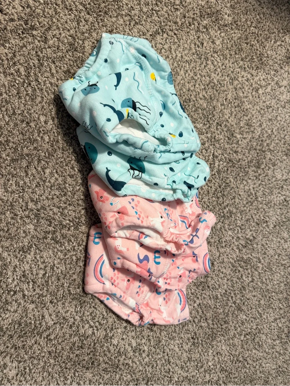 Reusable Kids Training underwear- Aqua Whale & Pink Rainbow